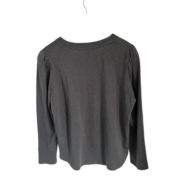 VERONICA BEARD Mason Baseball Tee Top Puff Sleeves Gray Brown Crewneck - Picture 7 of 11